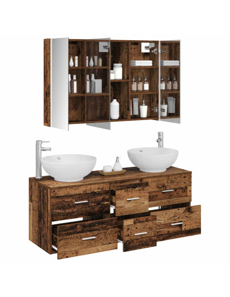 Set di mobili per il bagno 4 pcs Legno antico