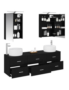 Set di mobili per il bagno 5 pcs Rovere Nero 2