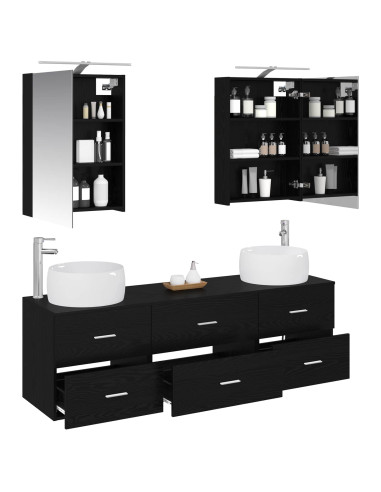 Set di mobili per il bagno 5 pcs Rovere Nero