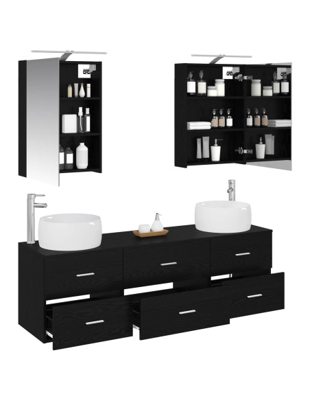 Set di mobili per il bagno 5 pcs Rovere Nero