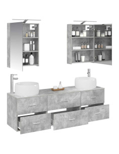 Set di mobili per il bagno 5 pcs Grigio Cemento 2
