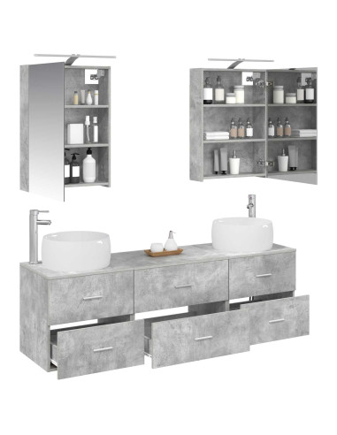 Set di mobili per il bagno 5 pcs Grigio Cemento