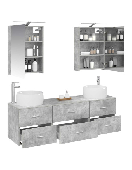 Set di mobili per il bagno 5 pcs Grigio Cemento
