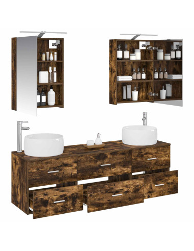 Set di mobili per il bagno 5 pcs Rovere Fumo