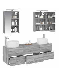 Set di mobili per il bagno 5 pcs Sonoma grigio 2