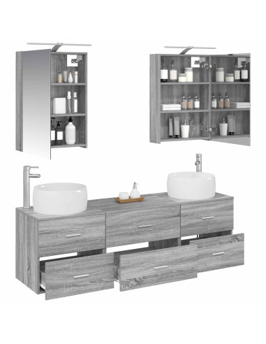 Set di mobili per il bagno 5 pcs Sonoma grigio