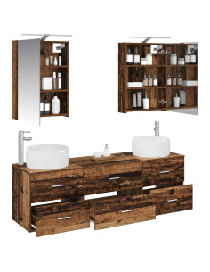 Set di mobili per il bagno 5 pcs Legno antico 2
