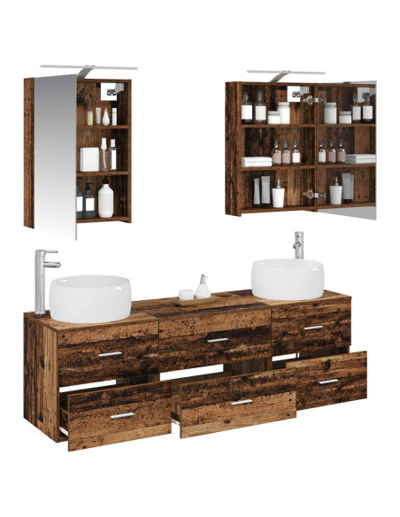Set di mobili per il bagno 5 pcs Legno antico