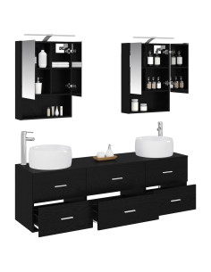 Set di mobili per il bagno 5 pcs Rovere Nero 2