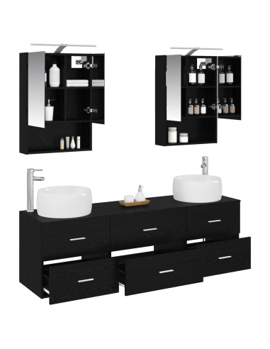Set di mobili per il bagno 5 pcs Rovere Nero