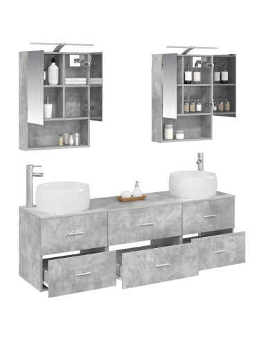 Set di mobili per il bagno 5 pcs Grigio Cemento