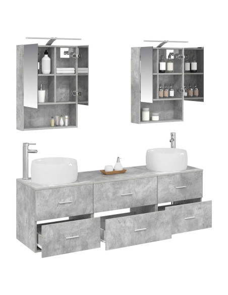 Set di mobili per il bagno 5 pcs Grigio Cemento