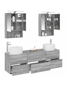 Set di mobili per il bagno 5 pcs Sonoma grigio 2