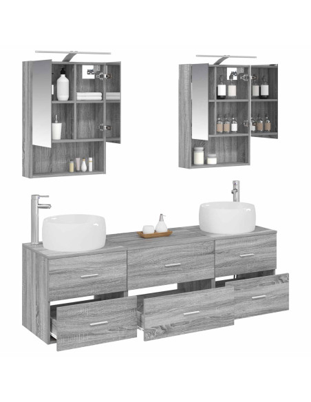 Set di mobili per il bagno 5 pcs Sonoma grigio