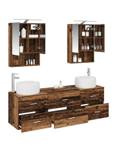 Set di mobili per il bagno 5 pcs Legno antico 2