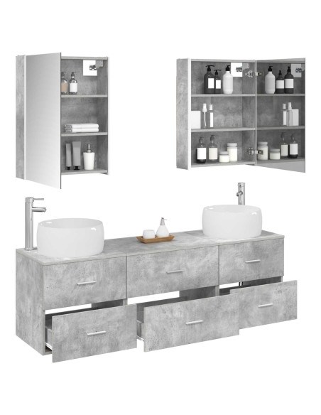 Set di mobili per il bagno 5 pcs Grigio Cemento