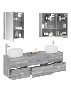 Set di mobili per il bagno 5 pcs Sonoma grigio 2