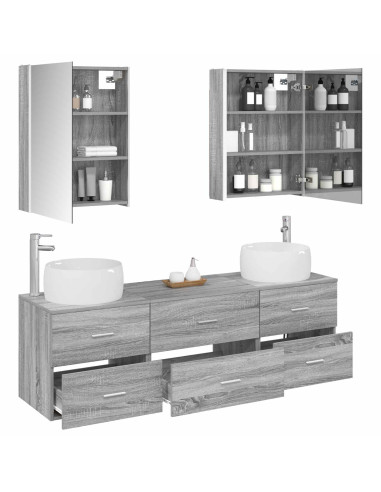 Set di mobili per il bagno 5 pcs Sonoma grigio