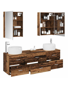 Set di mobili per il bagno 5 pcs Legno antico 2