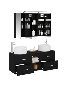 Set di mobili per il bagno 4 pcs Rovere Nero 2