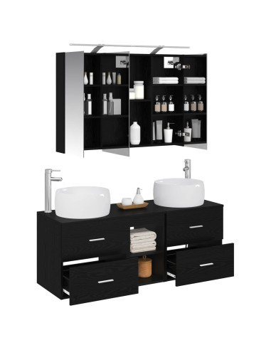 Set di mobili per il bagno 4 pcs Rovere Nero
