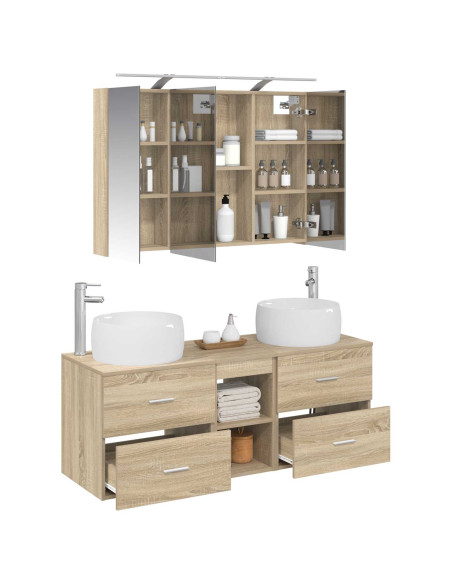 Set di mobili per il bagno 4 pcs Rovere Sonoma