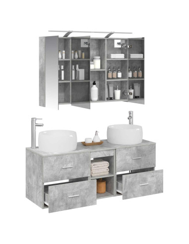 Set di mobili per il bagno 4 pcs Grigio Cemento