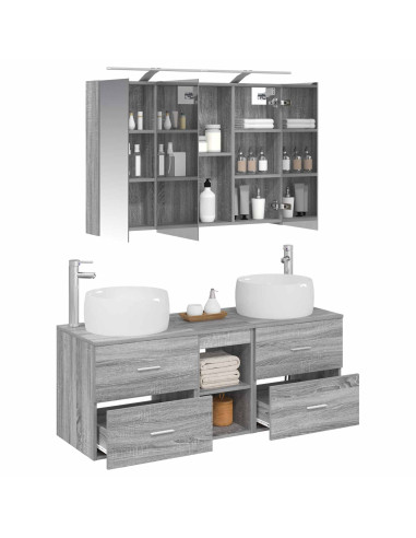 Set di mobili per il bagno 4 pcs Sonoma grigio