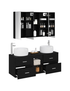 Set di mobili per il bagno 4 pcs Rovere Nero 2