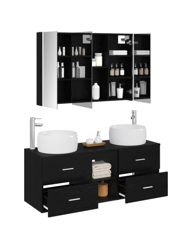 Set di mobili per il bagno 4 pcs Rovere Nero
