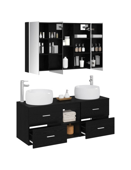 Set di mobili per il bagno 4 pcs Rovere Nero