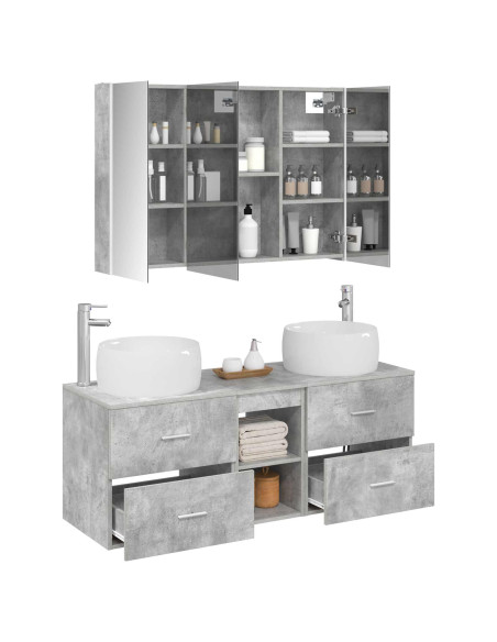 Set di mobili per il bagno 4 pcs Grigio Cemento