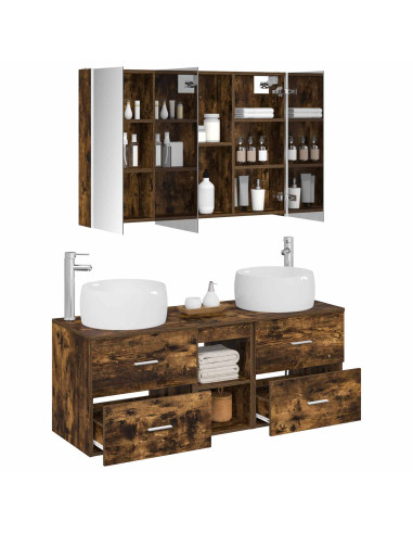 Set di mobili per il bagno 4 pcs Rovere Fumo