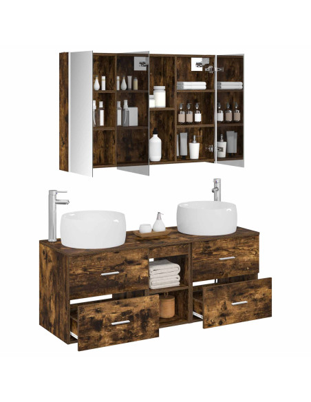 Set di mobili per il bagno 4 pcs Rovere Fumo