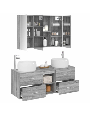 Set di mobili per il bagno 4 pcs Sonoma grigio