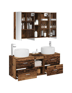 Set di mobili per il bagno 4 pcs Legno antico 2