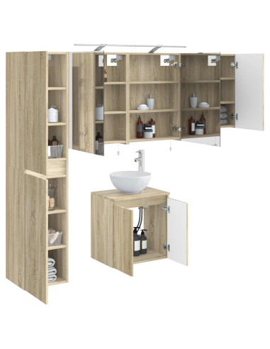 Set di Armadi da Bagno 5 pcs Rovere Sonoma 50 x 14,5 x 70 cm