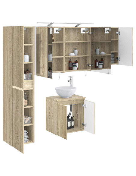 Set di Armadi da Bagno 5 pcs Rovere Sonoma 50 x 14,5 x 70 cm