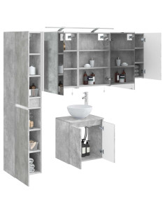 Set di Armadi da Bagno 5 pcs Grigio Cemento 50 x 14,5 x 70 cm 2