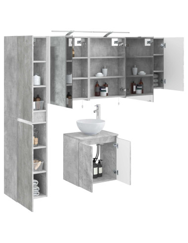 Set di Armadi da Bagno 5 pcs Grigio Cemento 50 x 14,5 x 70 cm