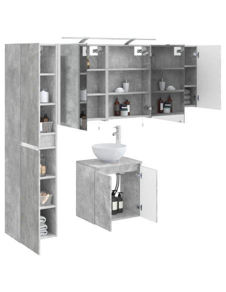 Set di Armadi da Bagno 5 pcs Grigio Cemento 50 x 14,5 x 70 cm
