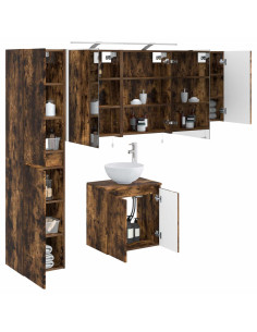 Set di Armadi da Bagno 5 pcs Rovere Fumo 50 x 14,5 x 70 cm 2