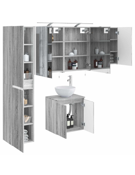 Set di Armadi da Bagno 5 pcs Sonoma grigio 50 x 14,5 x 70 cm