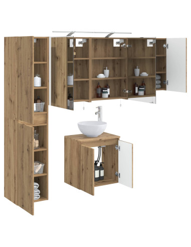 Set di Armadi da Bagno 5 pcs Rovere Artigianale