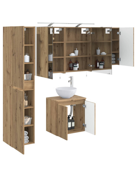 Set di Armadi da Bagno 5 pcs Rovere Artigianale