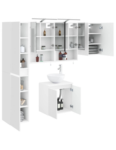 Set di Armadi da Bagno 5 pcs Bianco 50 x 14,5 x 70 cm