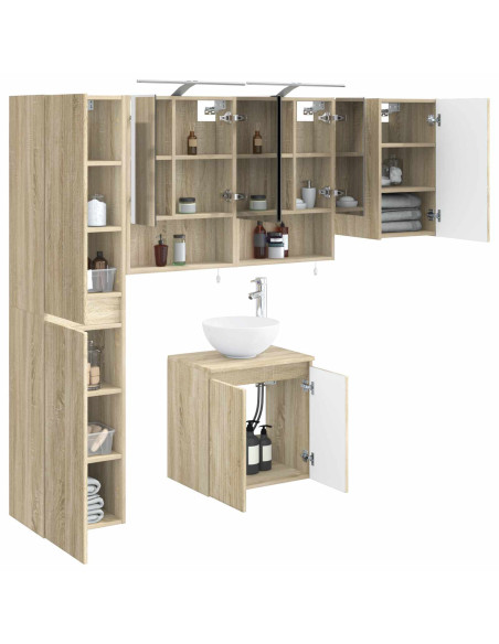 Set di Armadi da Bagno 5 pcs Rovere Sonoma 50 x 14,5 x 70 cm