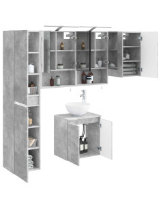 Set di Armadi da Bagno 5 pcs Grigio Cemento 50 x 14,5 x 70 cm 2