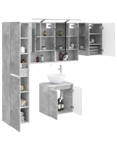 Set di Armadi da Bagno 5 pcs Grigio Cemento 50 x 14,5 x 70 cm