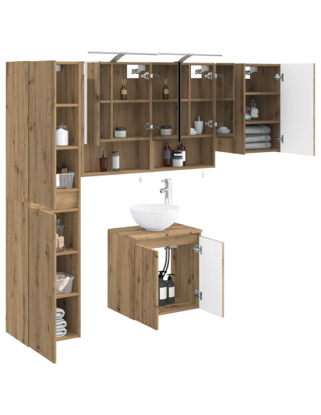 Set di Armadi da Bagno 5 pcs Rovere Artigianale